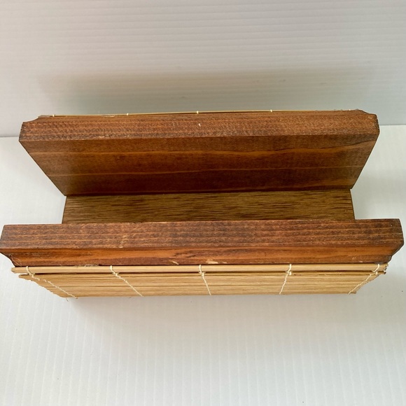 Napkin Letter Mail Holder Boho Beachy Wooden Storage 7.5" W x 3.75" T x 3.5" D - Picture 6 of 9